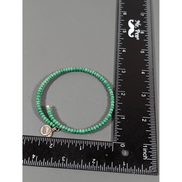 Alex and Ani Green Glass Bead Coil Wrap Stacking Bangle Bracelet 8" - Picture 8 of 8